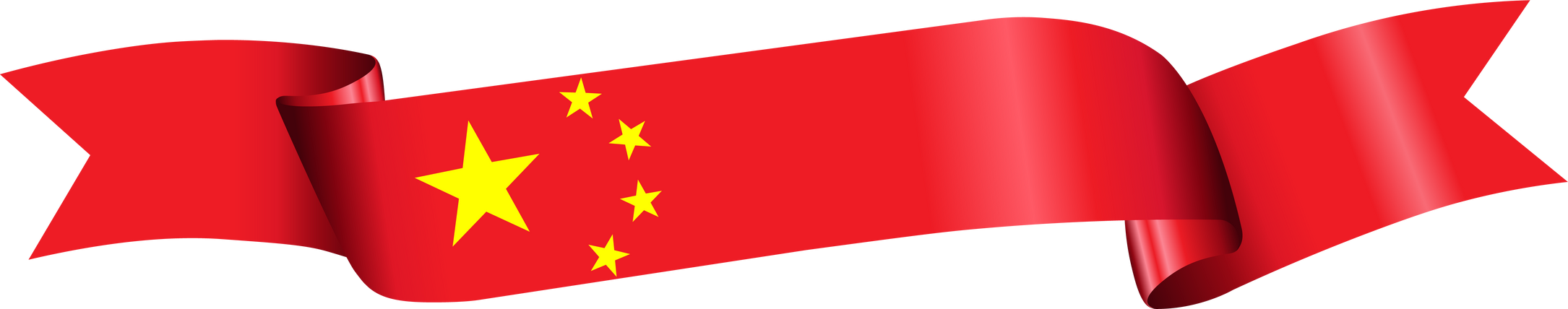 3D Flag of China on ribbon.
